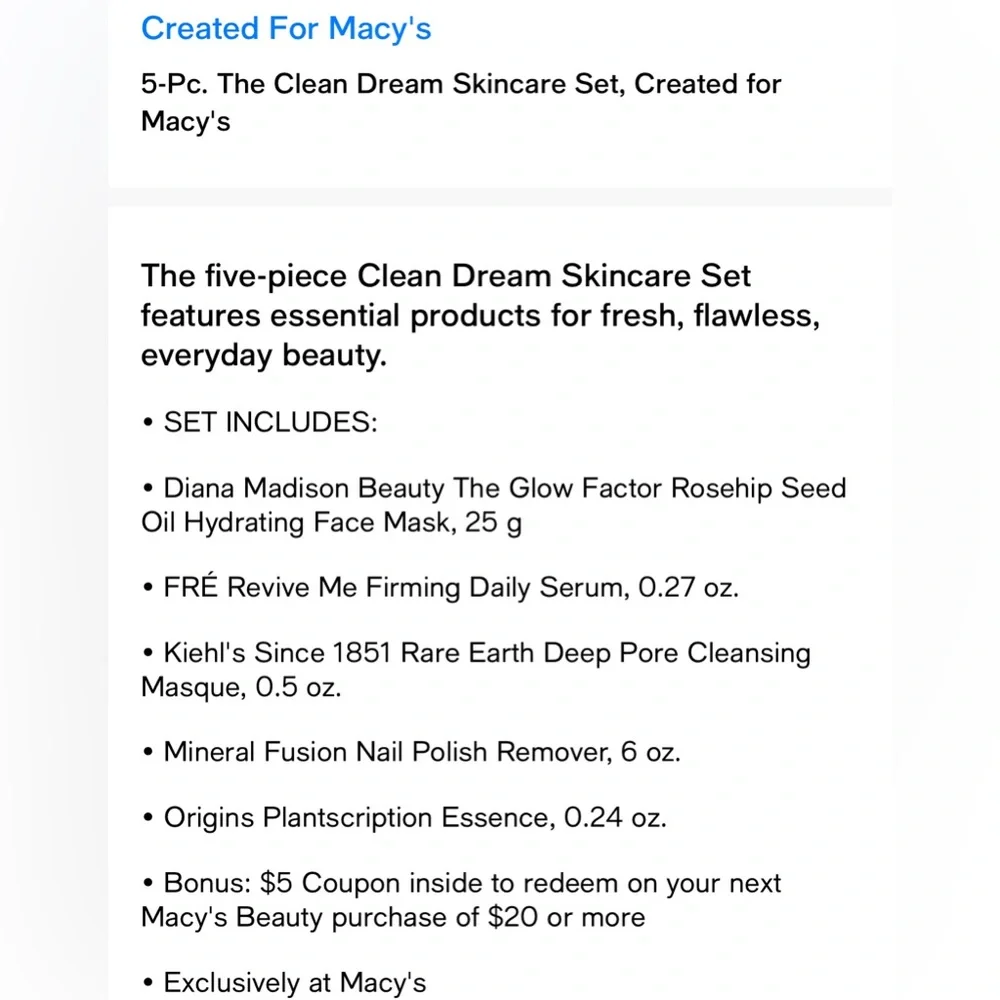 The Clean Dream 5PC Sample Set NIB💗